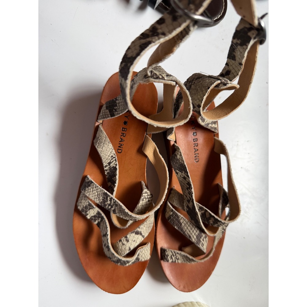 Lucky Brand Womens Snakeskin Embossed Strappy Platform Wedge Sandals Size 6M